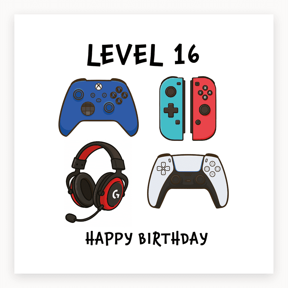 Level Up Gamer 16th Birthday Card